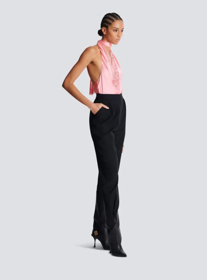 High-waisted grain de poudre trousers High-waisted grain de poudre trousers