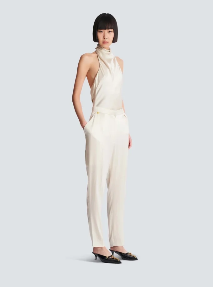 High-waisted silk trousers High-waisted silk trousers