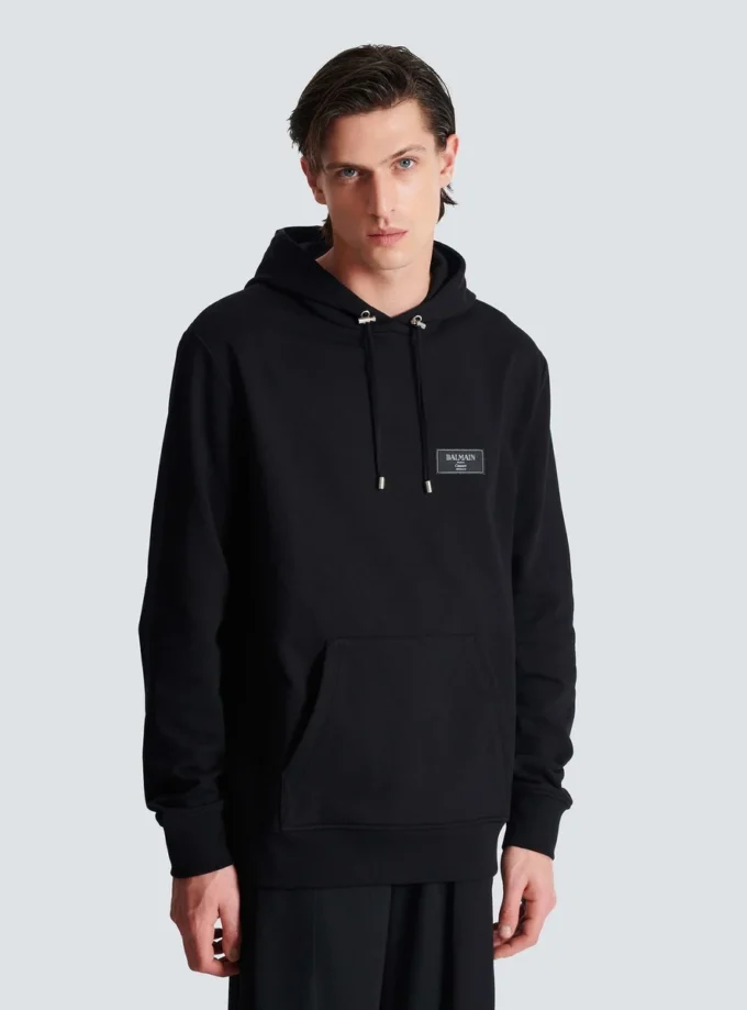 Hoodie with Balmain Couture label Hoodie with Balmain Couture label