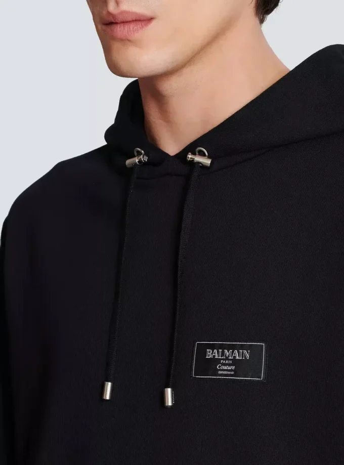 Hoodie with Balmain Couture label Hoodie with Balmain Couture label