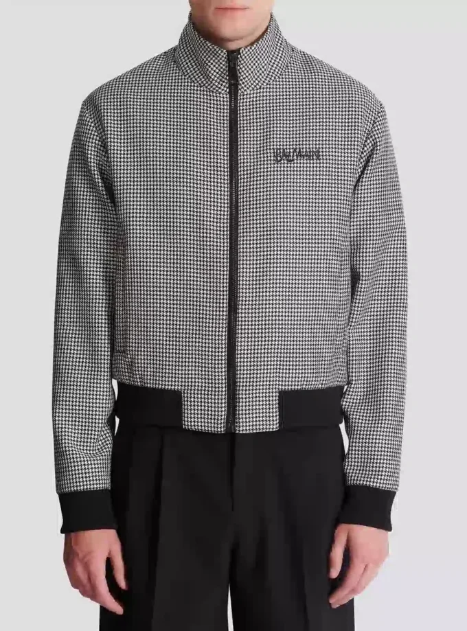 Houndstooth wool jacket