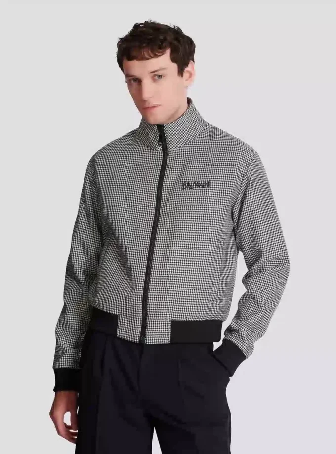 Houndstooth wool jacket