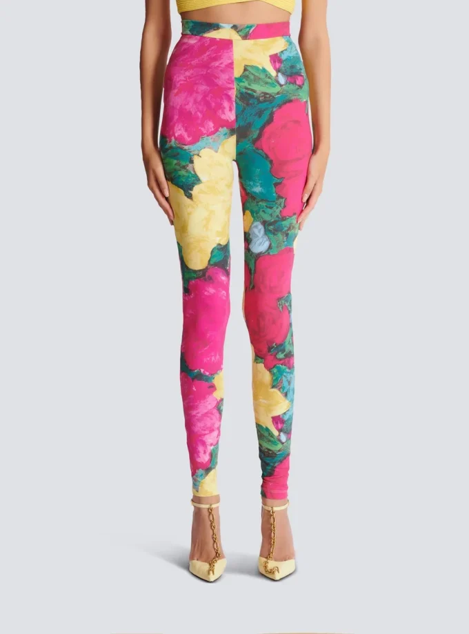 Jersey leggings with roses print Jersey leggings with roses print