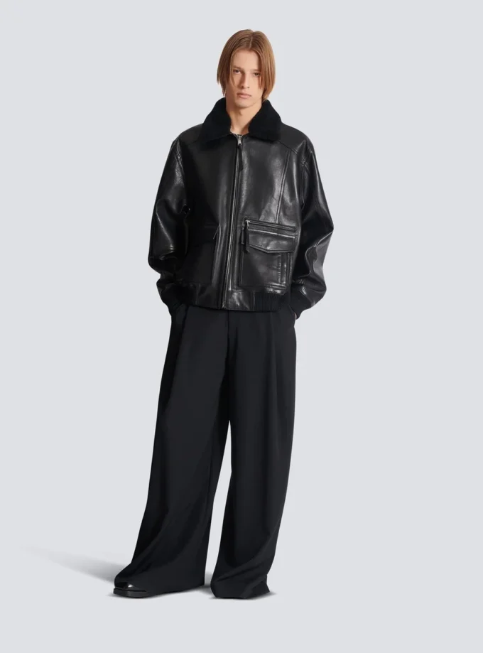 Lambskin aviator bomber jacket