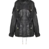 Lambskin leather parka with topstitched Diamond pattern