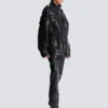 Lambskin leather parka with topstitched Diamond pattern