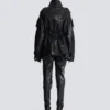 Lambskin leather parka with topstitched Diamond pattern