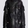 Lambskin leather parka with topstitched Diamond pattern
