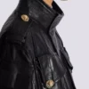 Lambskin leather parka with topstitched Diamond pattern