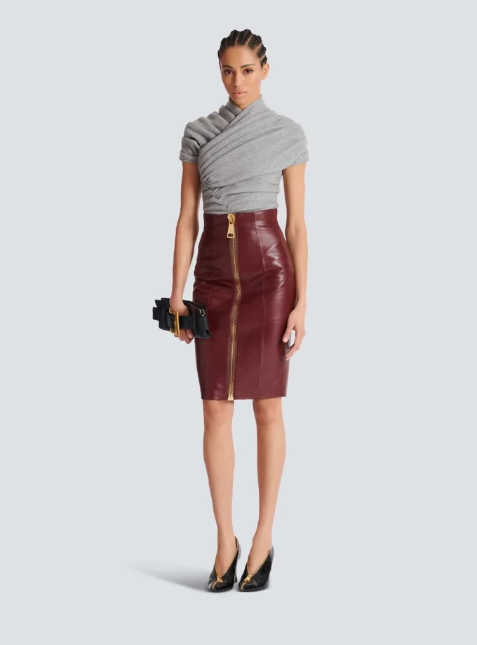 Lambskin leather pencil skirt Lambskin leather pencil skirt