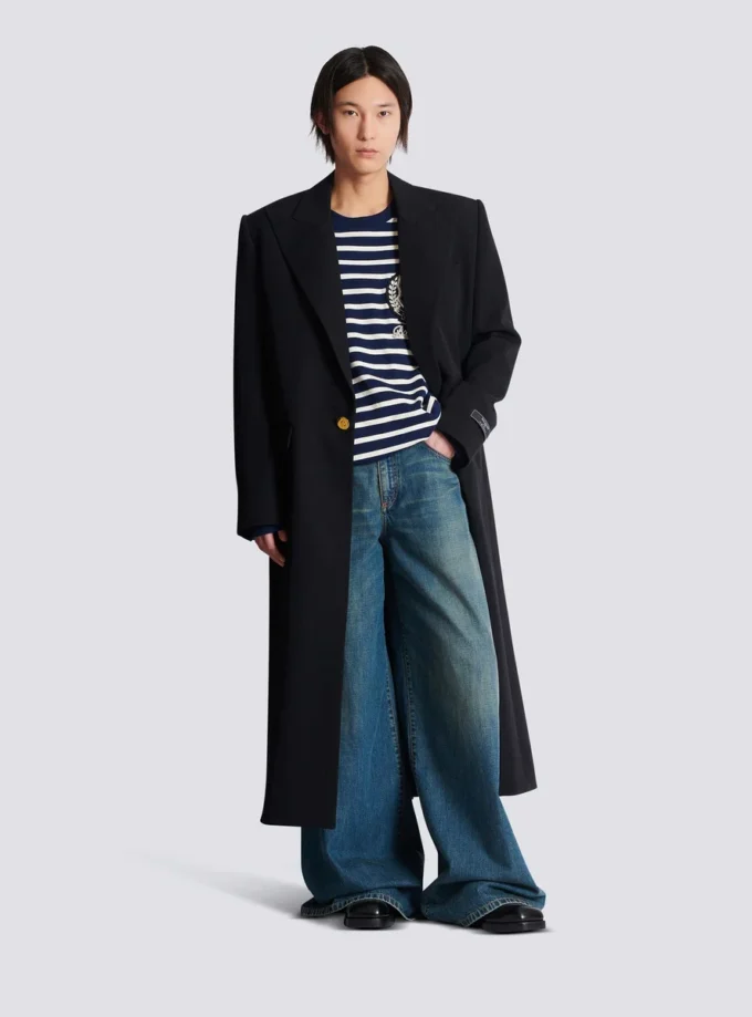 Long coat in grain de poudre wool Long coat in grain de poudre wool