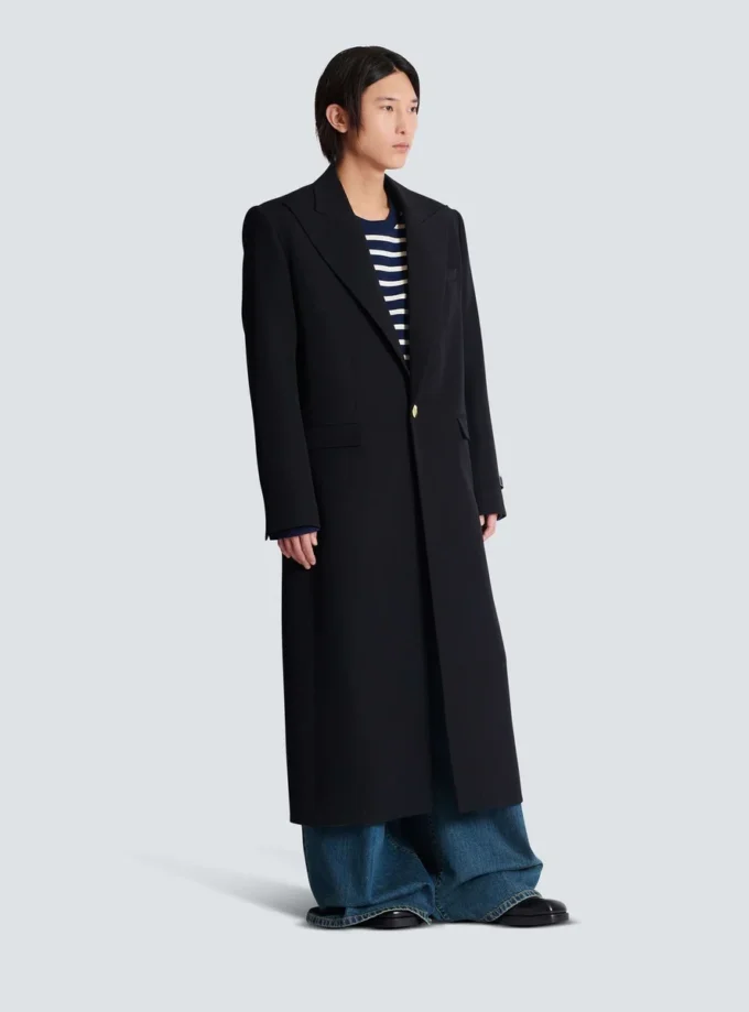 Long coat in grain de poudre wool Long coat in grain de poudre wool
