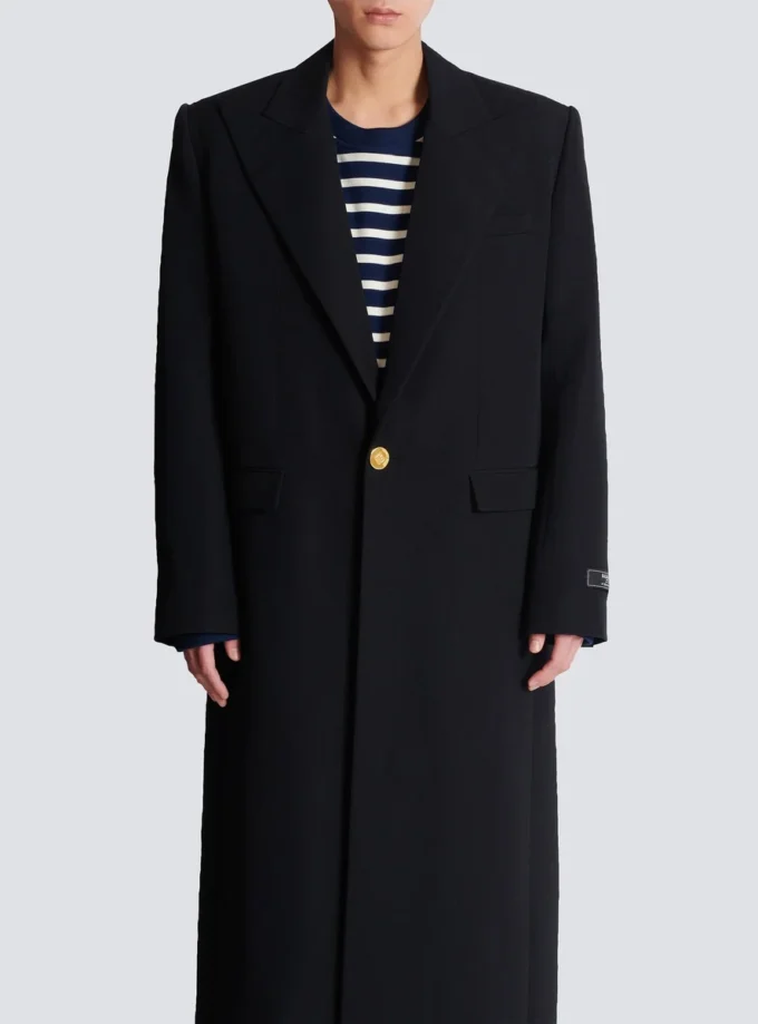 Long coat in grain de poudre wool Long coat in grain de poudre wool