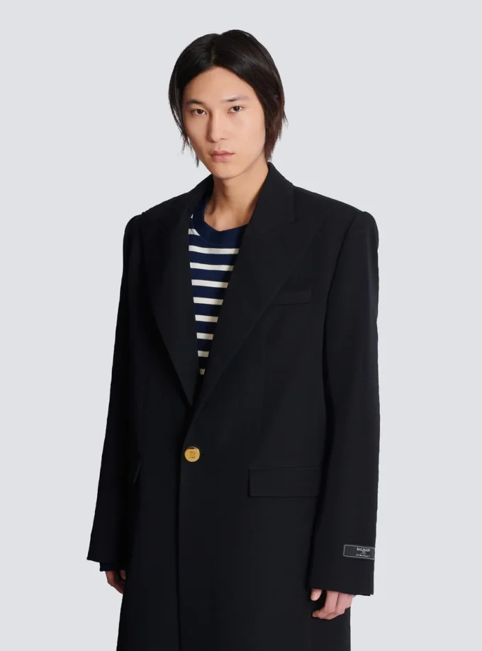 Long coat in grain de poudre wool Long coat in grain de poudre wool