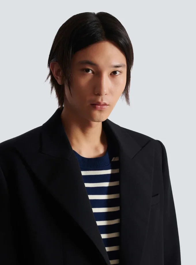 Long coat in grain de poudre wool Long coat in grain de poudre wool