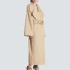 Long cotton gabardine trench coat