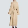Long cotton gabardine trench coat