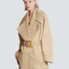 Long cotton gabardine trench coat