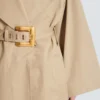 Long cotton gabardine trench coat