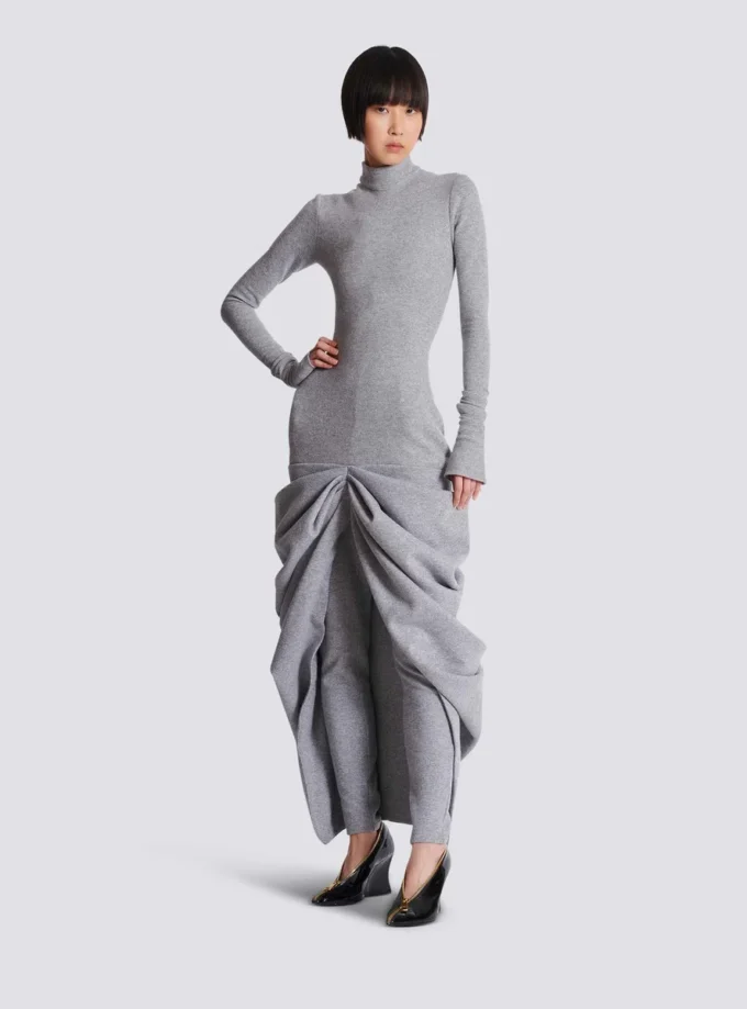 Long draped cotton knit dress Long draped cotton knit dress