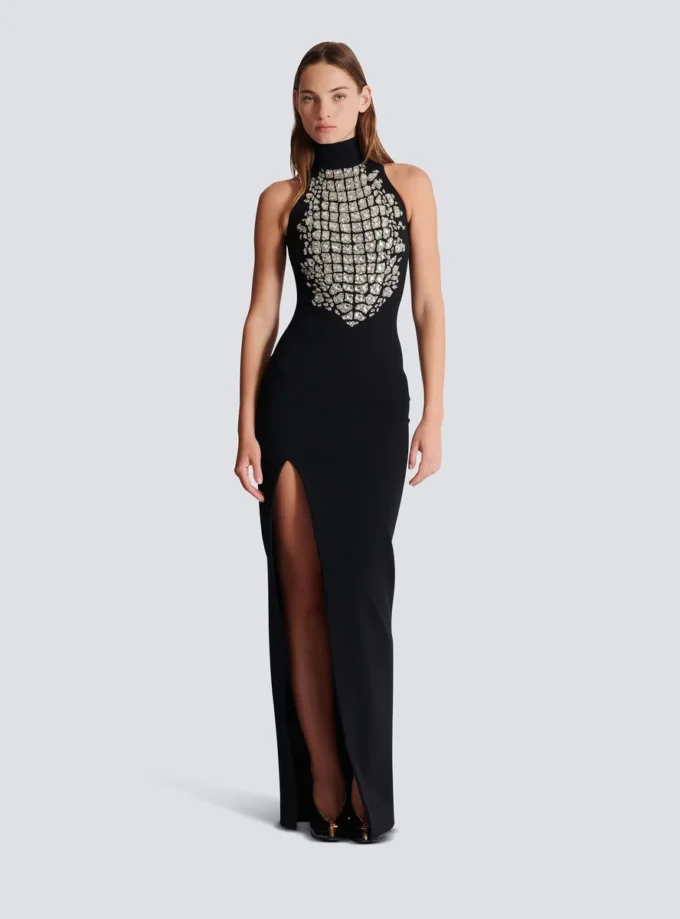 Long embroidered slit dress Long embroidered slit dress
