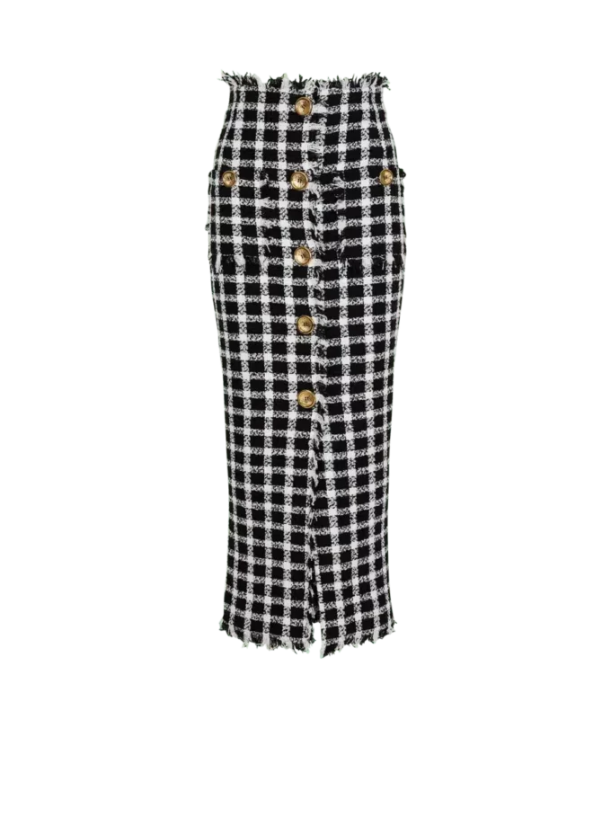 Long gingham tweed skirt Long gingham tweed skirt