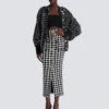 Long gingham tweed skirt Long gingham tweed skirt