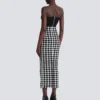 Long gingham tweed skirt Long gingham tweed skirt