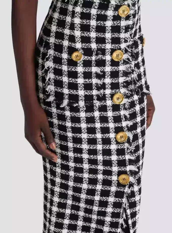 Long gingham tweed skirt Long gingham tweed skirt