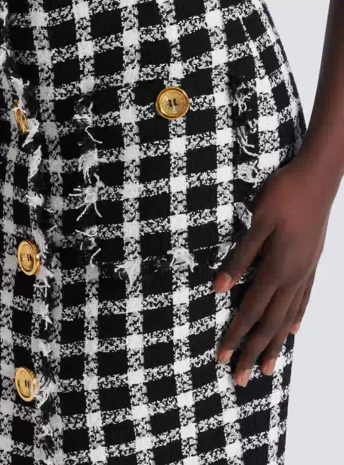 Long gingham tweed skirt Long gingham tweed skirt