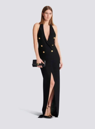 Long halterneck knit dress