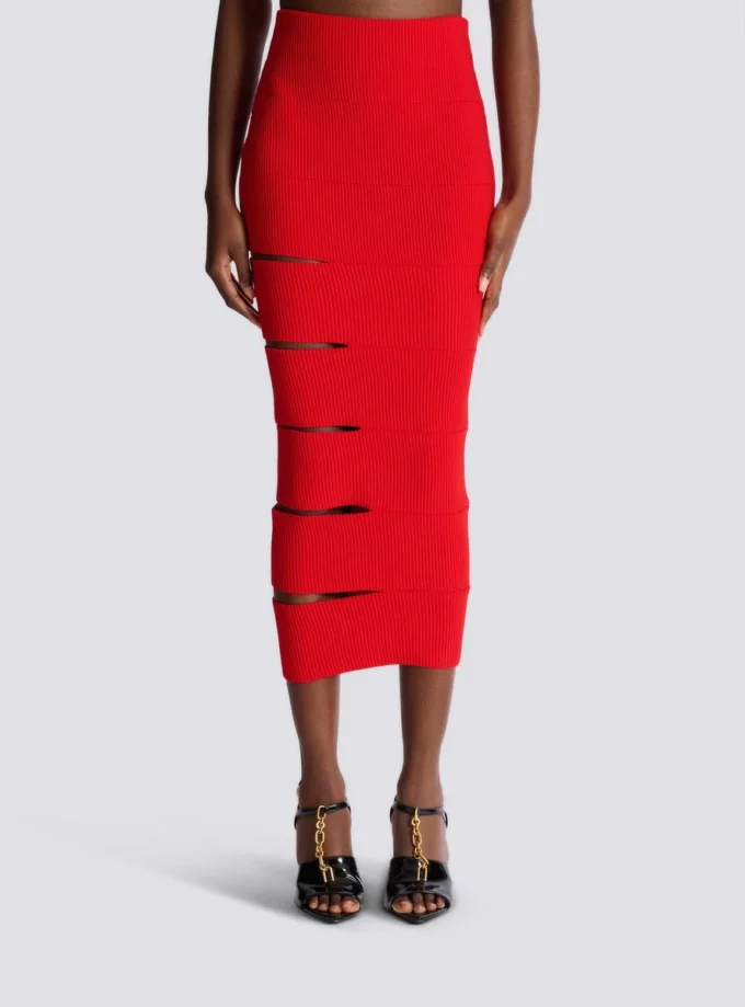 Long knit skirt with cut-outs Long knit skirt with cut-outs