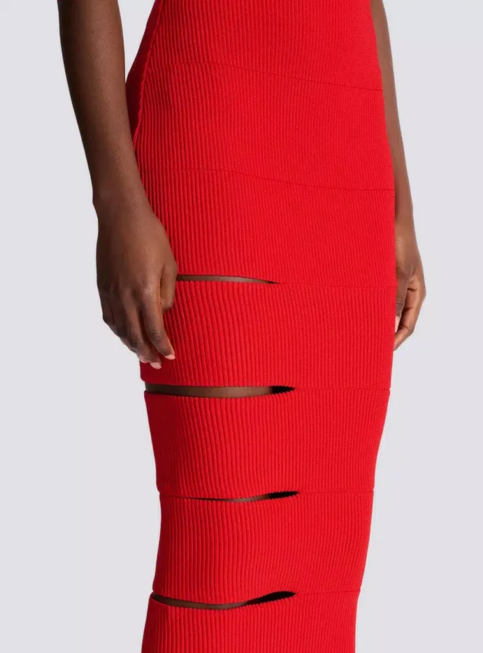 Long knit skirt with cut-outs Long knit skirt with cut-outs