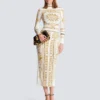 Long printed bodycon dress with Balmain Foulard pattern Long printed bodycon dress with Balmain Foulard pattern