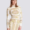 Long printed bodycon dress with Balmain Foulard pattern Long printed bodycon dress with Balmain Foulard pattern