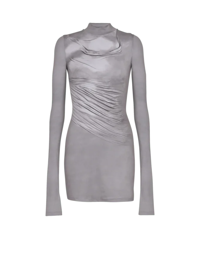 Long-sleeve high-neck draped print trompe-l’œil t-shirt Long-sleeve high-neck draped print trompe-l’œil t-shirt