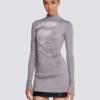 Long-sleeve high-neck draped print trompe-l’œil t-shirt Long-sleeve high-neck draped print trompe-l’œil t-shirt