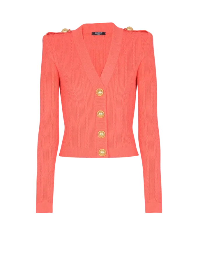 Long-sleeved cable-knit cardigan