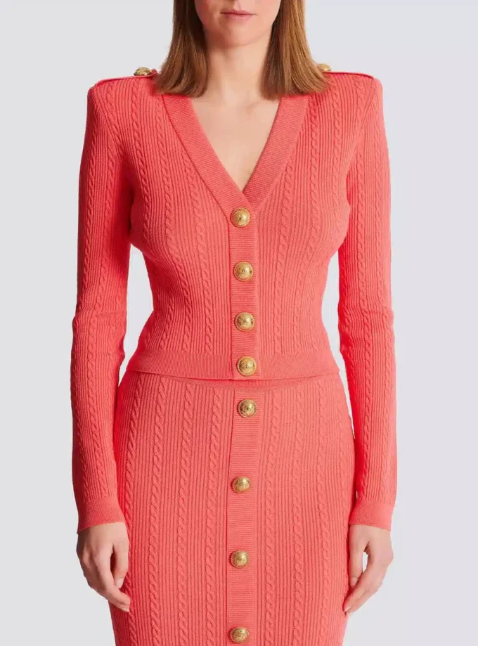 Long-sleeved cable-knit cardigan