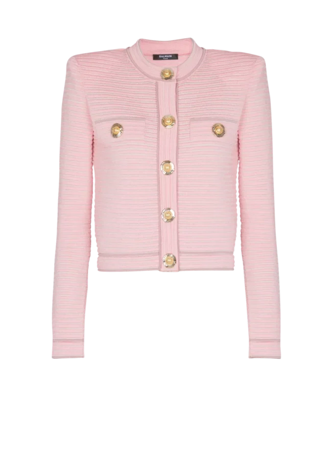 Long-sleeved textured knit cardigan