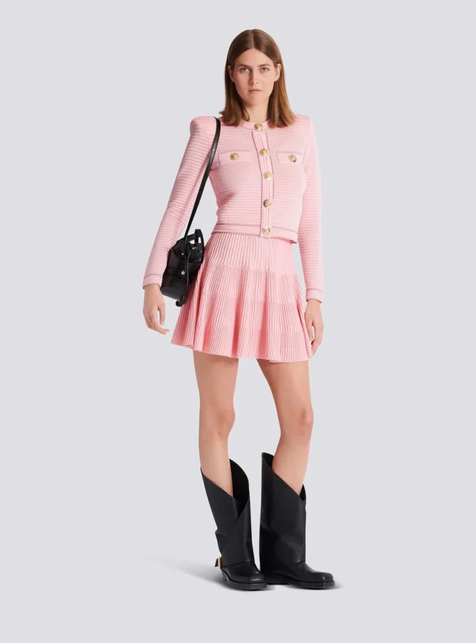 Long-sleeved textured knit cardigan