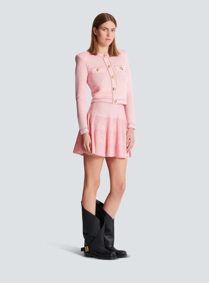 Long-sleeved textured knit cardigan