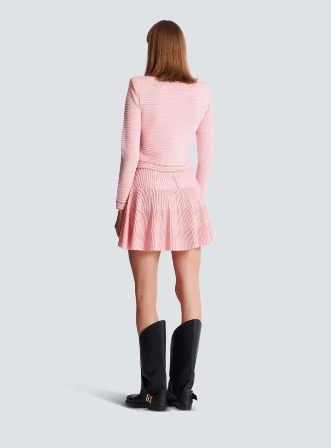 Long-sleeved textured knit cardigan