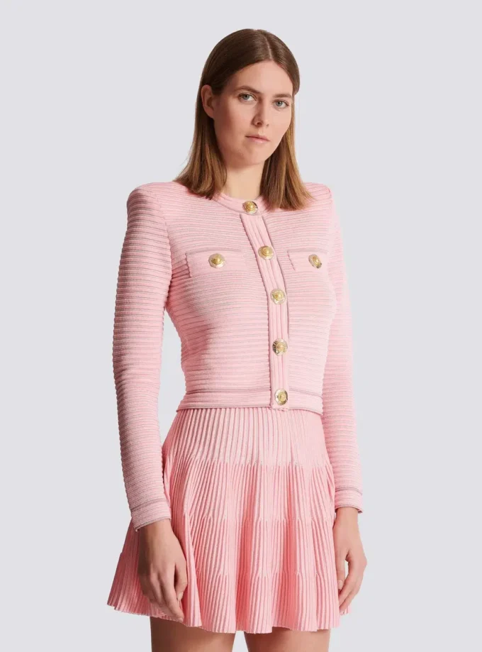 Long-sleeved textured knit cardigan