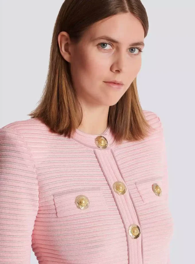 Long-sleeved textured knit cardigan