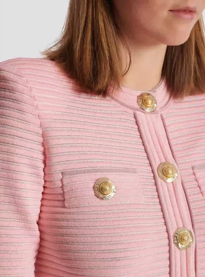 Long-sleeved textured knit cardigan