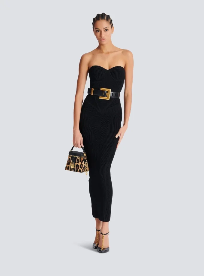 Long strapless knit dress