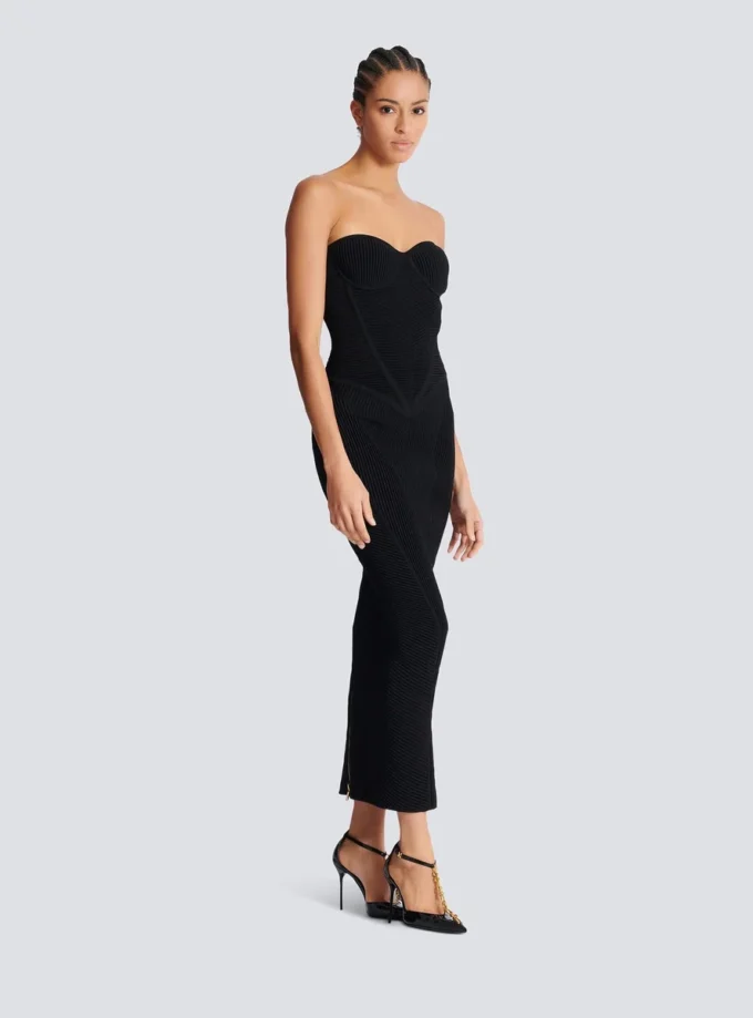 Long strapless knit dress
