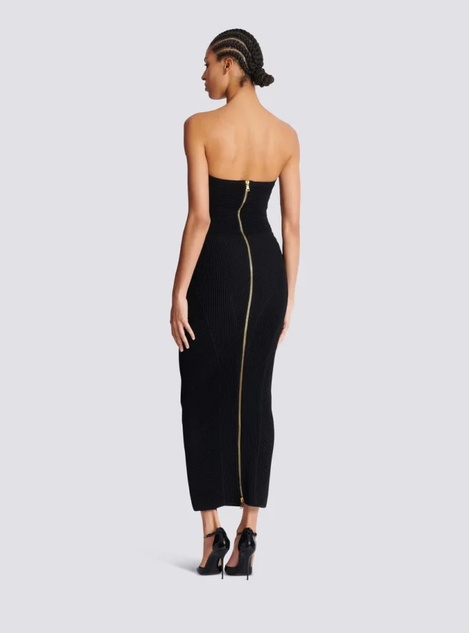 Long strapless knit dress