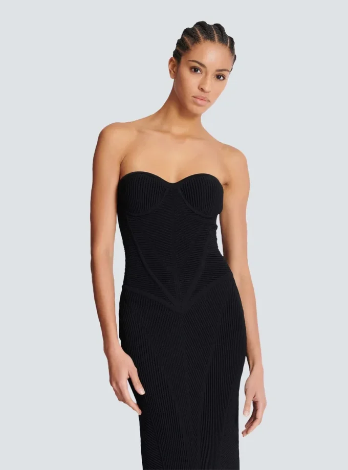 Long strapless knit dress